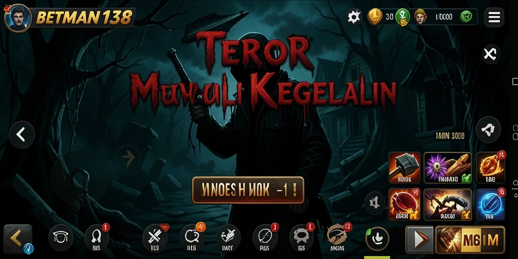 Screenshot menampilkan gameplay <strong>BETMAN138</strong> dengan suasana horor yang mencekam.