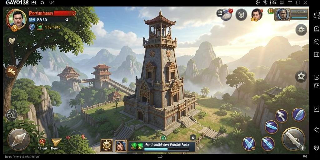 Tangkapan layar gameplay GAYO138 yang menampilkan pertahanan menara yang strategis.