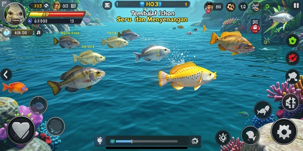 Screenshot gameplay menunjukkan aksi seru Tembak Ikan.