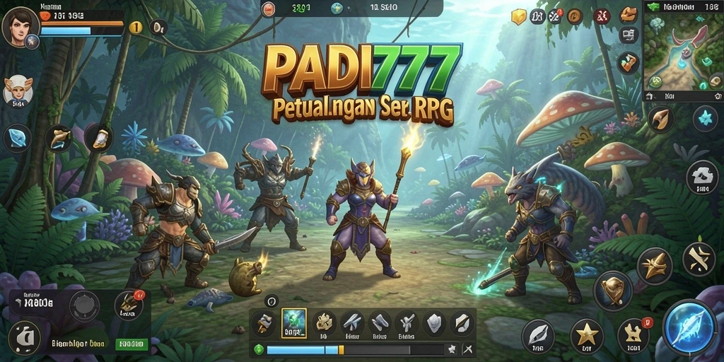 Gameplay seru PADI777 dengan karakter dan pertempuran RPG.
