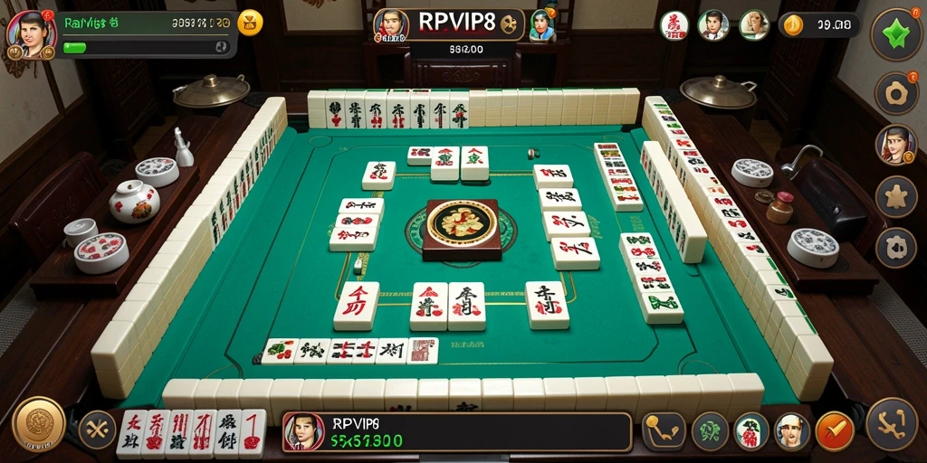 Tampilan screenshot RPVIP8 menampilkan suasana permainan Mahjong yang seru.