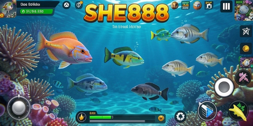 Tampilan gameplay seru dalam game Tembak Ikan SHE888.