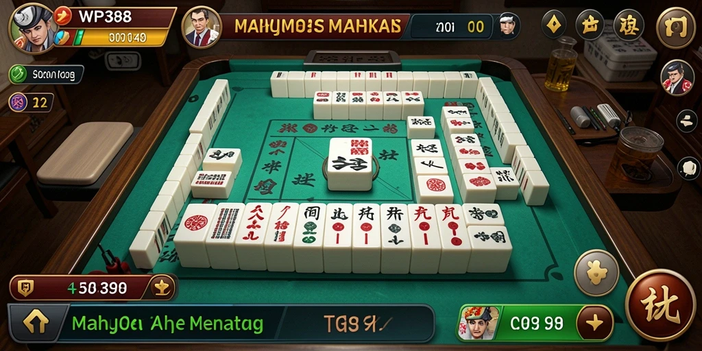 Tampilan gameplay yang menarik dari WP888 dengan ubin Mahjong berwarna-warni.